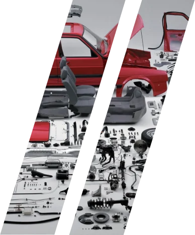 A car exploded into all of its individual parts