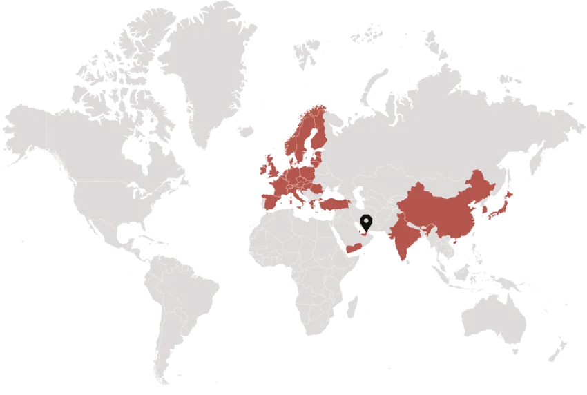 Map of supplier regions and delivery markets across the Middle East and Africa